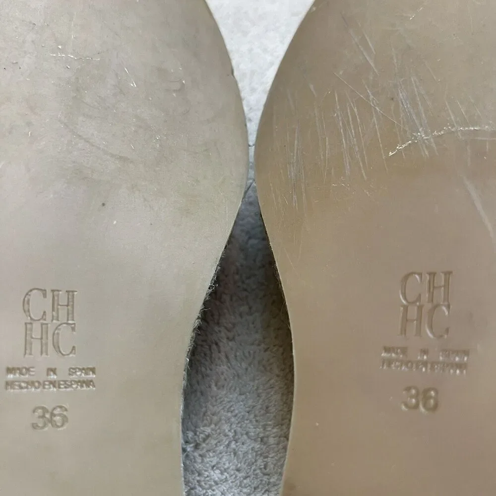Carolina Herrera CH HC Gold Metallic Leather Espadrille Women EU 36 US 5.5 - 6